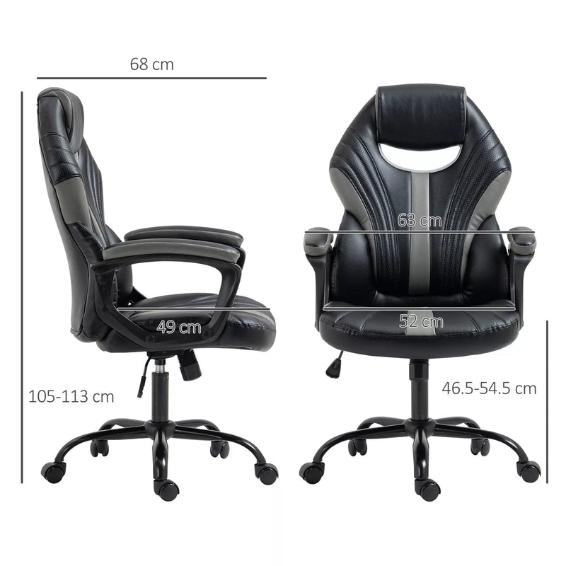 Image of a Height Adjustable Gaming Chair by Vinsetto. The chair has a swivel base with wheels.