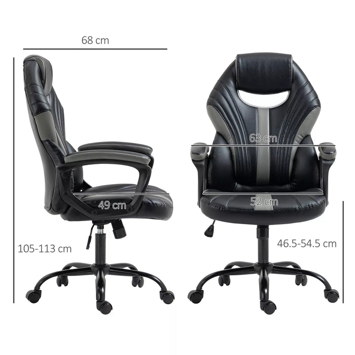 Image of a Height Adjustable Gaming Chair by Vinsetto. The chair has a swivel base with wheels.