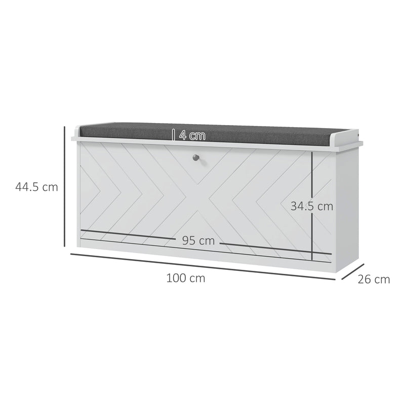 10 Shoe Storage Bench With Cushioned Seat Ideal For Hallways Or Bedrooms White Grey