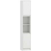Slim Freestanding Bathroom Storage Cabinet With Adjustable Shelves For Small Spaces, White