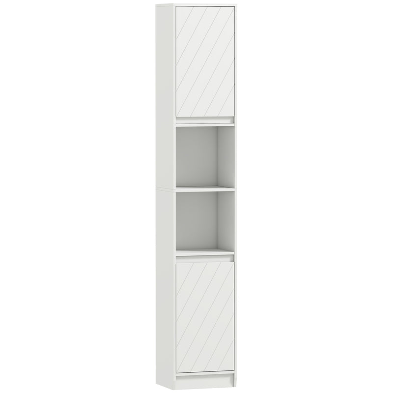 Slim Freestanding Bathroom Storage Cabinet With Adjustable Shelves For Small Spaces, White