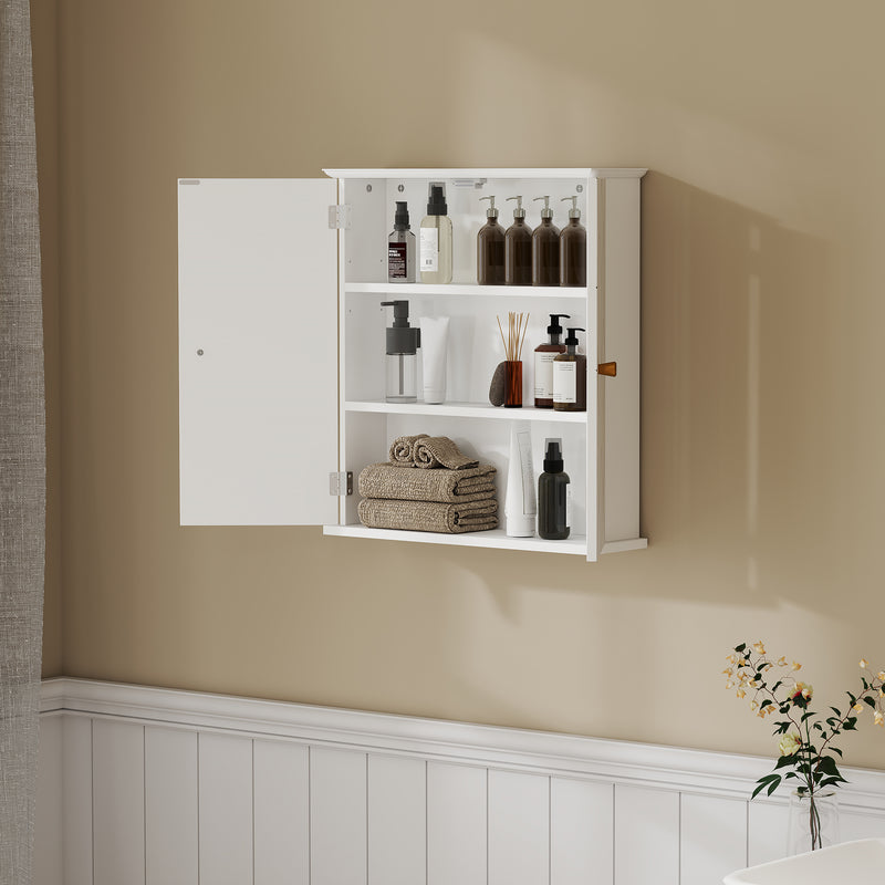White Wall Mounted Bathroom Cabinet With Adjustable Shelf and Double Doors by HOMCOM