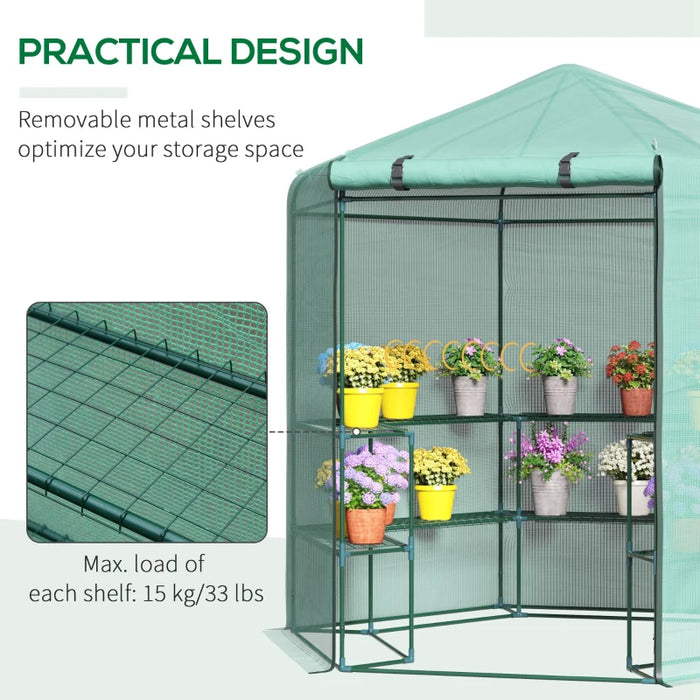 Hexagon Garden Greenhouse with Zipped Door, 225x194x215Hcm