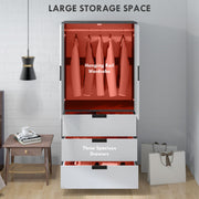 Modern 2 Door Bedroom Wardrobe With Hanging Rail and 3 Storage Drawers, Grey