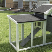 Large Wooden Chicken Coop with Run and Nesting Box Grey by PawHut