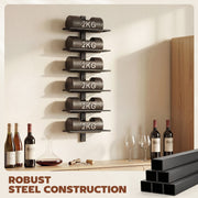 Wall Mounted Wine Rack for 6 Bottles Space Saving Steel Storage Black AOSOM