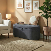 Storage Ottoman with Hidden Compartment and Padded Seat for Living Room or Bedroom Dark Grey Corduroy Homcom