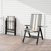 Black Rattan Folding Garden Chairs Set of 2 with 5 Position Backrest by Outsunny