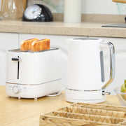 White 1.7L Fast Boil Cordless Kettle and 2 Slice Toaster Set With 6 Browning Levels by HOMCOM
