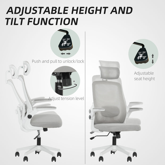 Grey Adjustable Mesh Swivel Office Chair with Ergonomic Design by HOMCOM