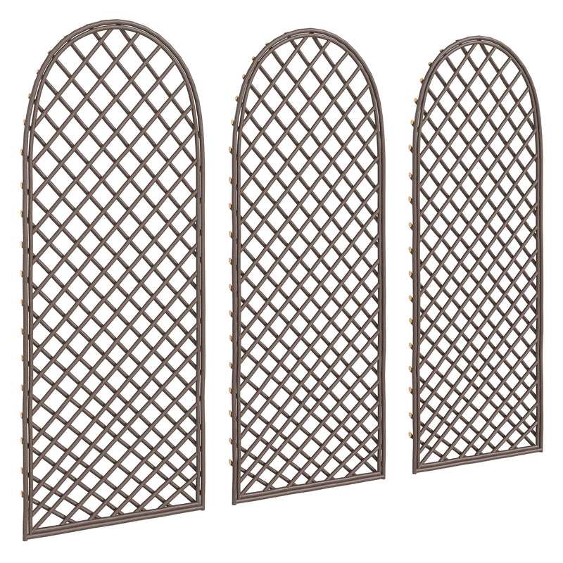 Garden Arch Set for Climbing Plants Hand Woven Wicker Slim Design Natural Wood Finish Outsunny