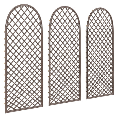 Garden Arch Set for Climbing Plants Hand Woven Wicker Slim Design Natural Wood Finish Outsunny