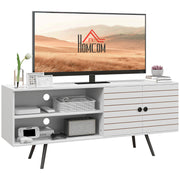 Modern TV Stand with Cupboard and Open Shelves for Living Room Storage White
