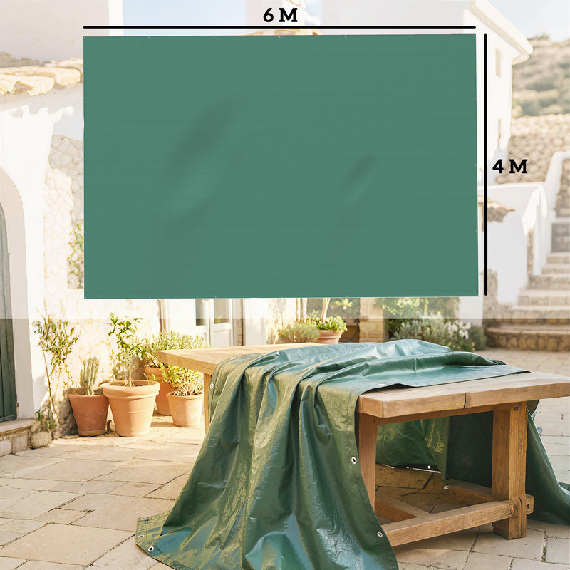 Waterproof Tarpaulin Cover for Outdoor Furniture and Cars Large 6 x 4 m Green