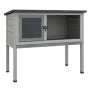 Wooden Guinea Pig Hutch with Slide Out Tray and Open Roof for Easy Cleaning Grey