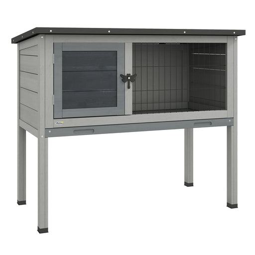 Wooden Guinea Pig Hutch with Slide Out Tray and Open Roof for Easy Cleaning Grey