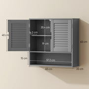Wall Mounted Bathroom Cabinet With Adjustable Shelves For Organised Storage Grey AOSOM