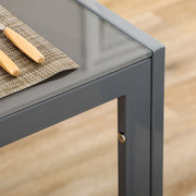 5 Piece Dining Table Set With Glass Top And Faux Leather Chairs For Kitchen Grey