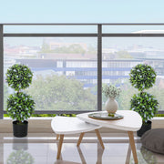 Set of 2 Artificial Ball Trees with Blue Lavender Flowers in Pots 70cm by HOMCOM