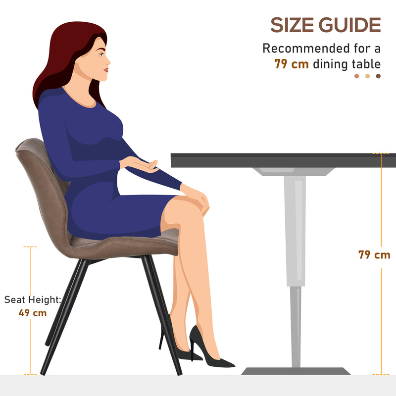 Set of 4 Racing Style Dining Chairs with Ergonomic Back and Steel Legs for Home Brown AOSOM