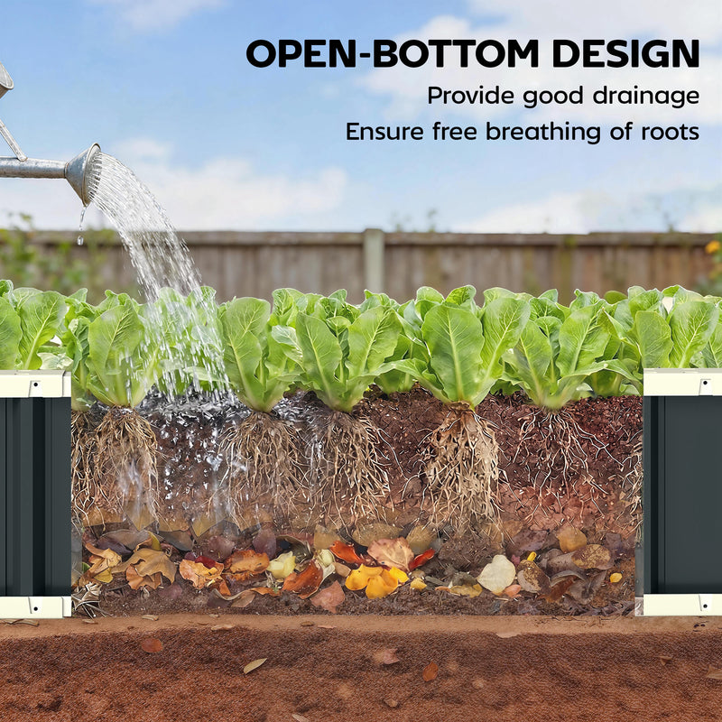 Raised Garden Bed for Easy and Safe Home Planting with Tool-Free Assembly, Dark Grey Outsunny