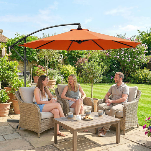 3m Orange Cantilever Parasol with Cross Base for Unobstructed Garden Shade Outsunny