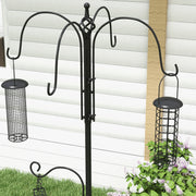 Wild Bird Feeding Station with 6 Hooks and 4 Feeders for Garden Outdoor Use, Black