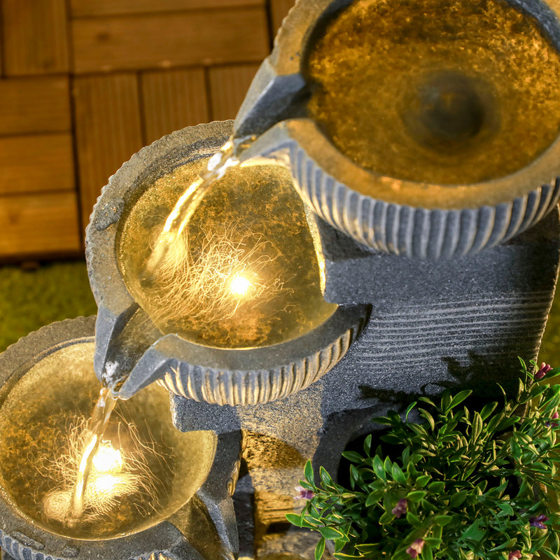 Solar Powered Outdoor Water Fountain Dark Grey by Outsunny