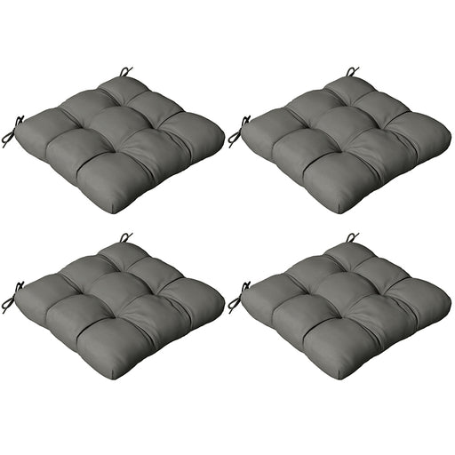 Charcoal Grey 4 Piece Garden Chair Cushion Set With Ties For Indoor Or Outdoor Use