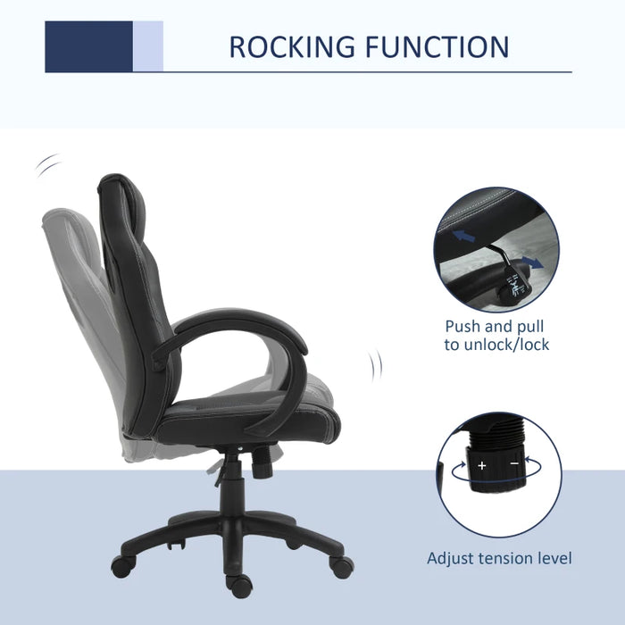 High-Back Faux Leather Desk Chair Black