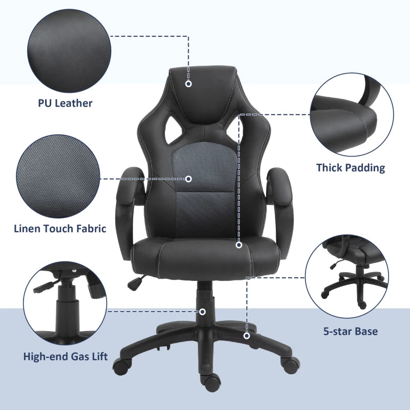 High-Back Faux Leather Desk Chair Black