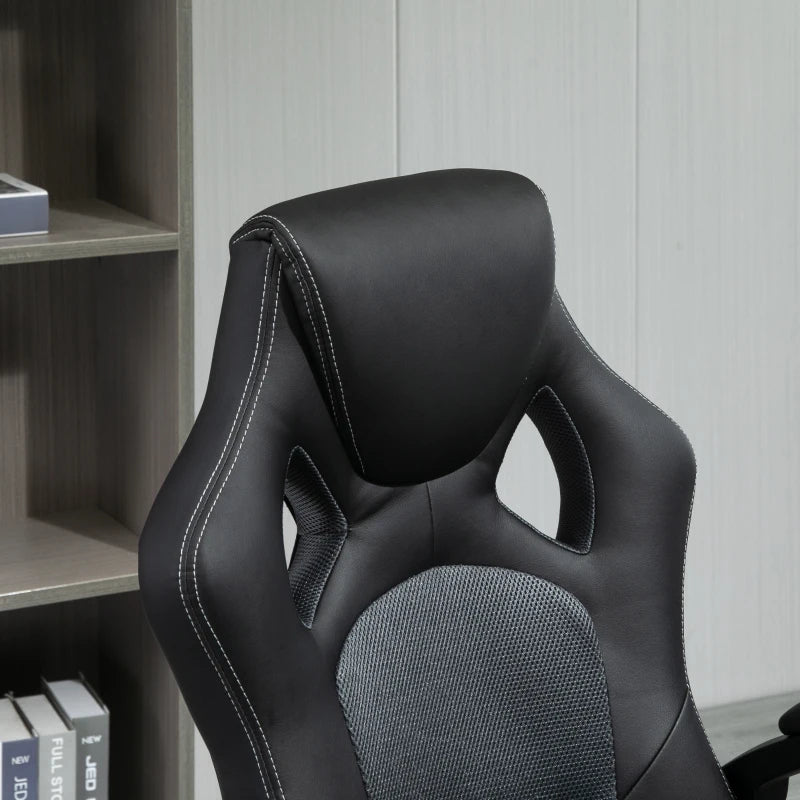 High-Back Faux Leather Desk Chair Black