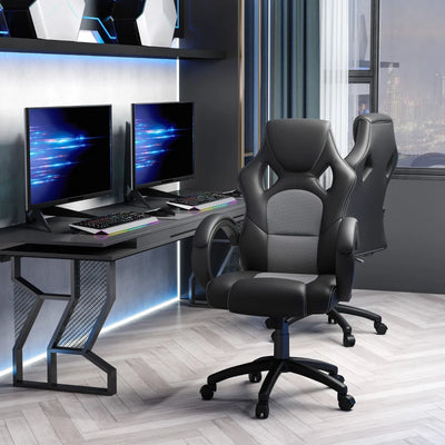 High-Back Faux Leather Desk Chair Black Vinsetto