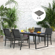 Charcoal Grey 4 Piece Seat Cushion Set With Ties For Garden Chairs Or Indoor Use