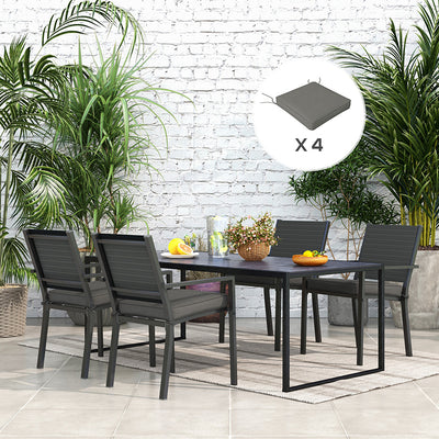 Charcoal Grey 4 Piece Seat Cushion Set With Ties For Garden Chairs Or Indoor Use