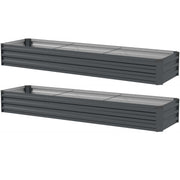Set of 2 Galvanised Steel Raised Garden Planters 60 x 240cm With Open Bottom for Drainage