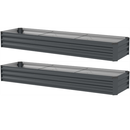 Set of 2 Galvanised Steel Raised Garden Planters 60 x 240cm With Open Bottom for Drainage