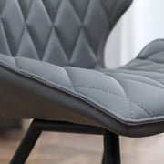 Set of 4 PU Leather Dining Chairs with Metal Legs for Kitchen or Dining Room Grey AOSOM