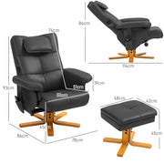 Black Faux Leather Massage Recliner Chair with Storage Ottoman by HOMCOM