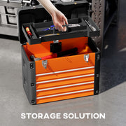 Large Orange Metal Toolbox With 4 Drawers For Organised Garage Or Workshop Storage AOSOM