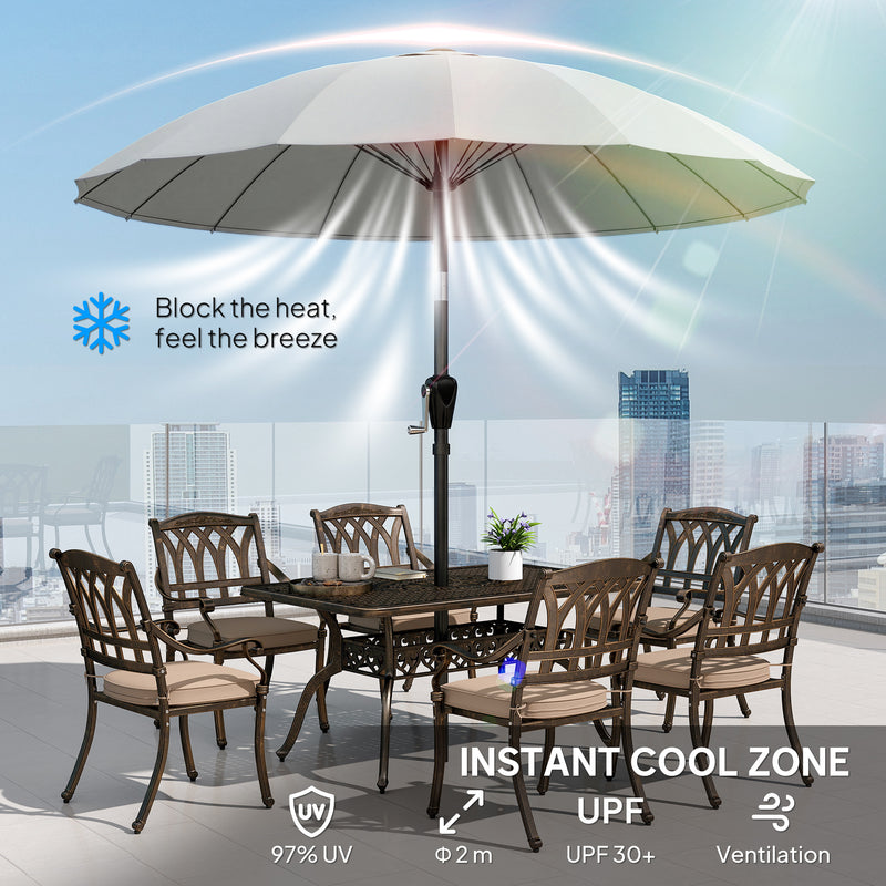 Garden Parasol Umbrella with Adjustable Tilt for Sun Protection and Cooling Shade Light Grey Outsunny