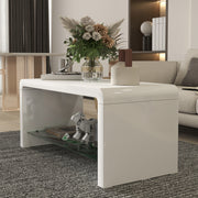 Curved White High Gloss Coffee Table Modern Design by HOMCOM