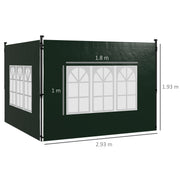 Set of Two Green 3 x 3m Gazebo Side Panels Ideal for Replacing Garden Shelter Walls