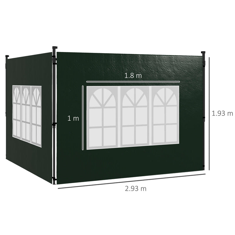 Set of Two Green 3 x 3m Gazebo Side Panels Ideal for Replacing Garden Shelter Walls