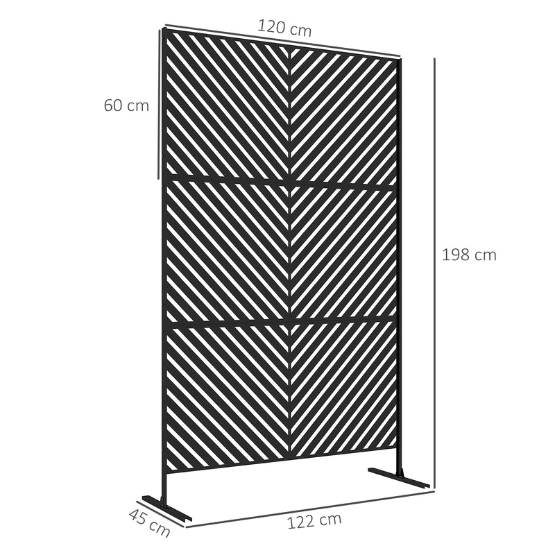 Black Metal Outdoor Privacy Screen with Modern Triangle Design for Dividing Garden Spaces Outsunny