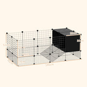 DIY Small Animal Cage with Elevated Huts for Guinea Pigs Rabbits and Hedgehogs Black by PawHut
