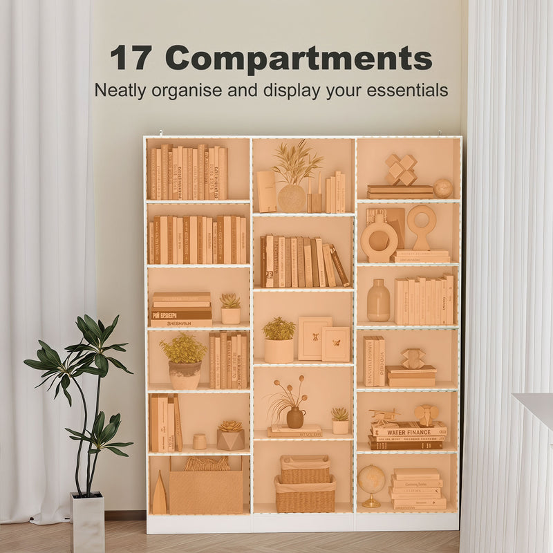 Slim Bookcase with Adjustable Shelves for Small Spaces and Hallways White