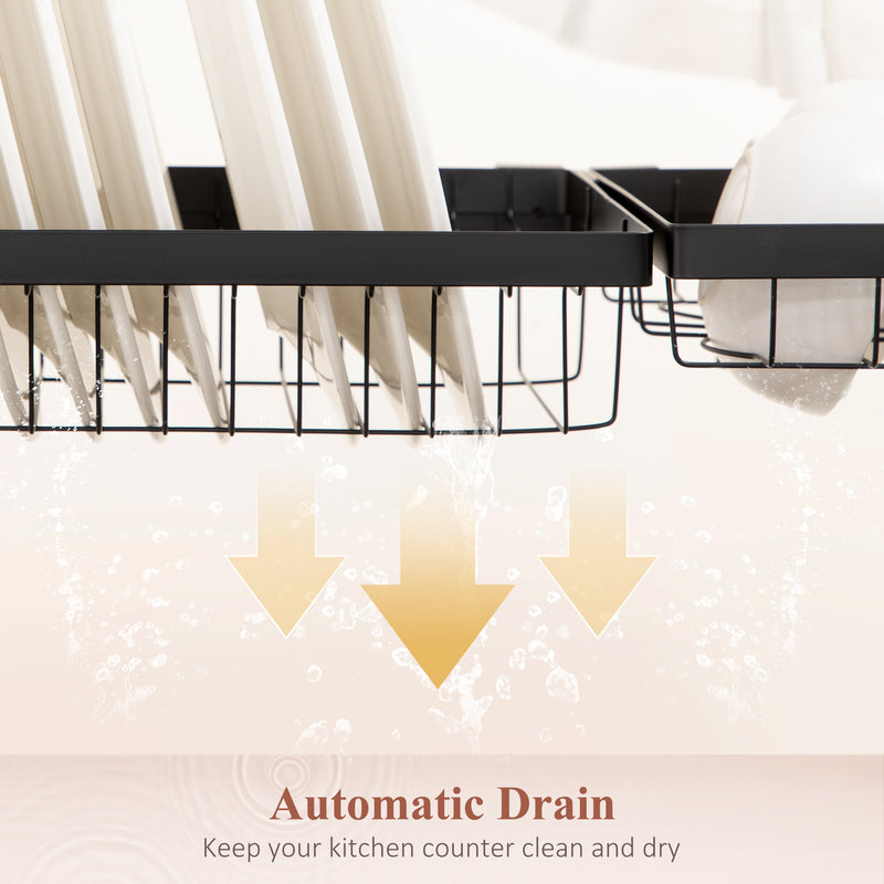 Over Sink Drying Rack 100cm Modular Stainless Steel Space Saving Design by HOMCOM