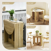 Round Folding Drop Leaf Dining Table for Small Kitchens or Dining Rooms Space Saving Oak