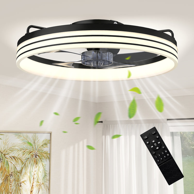 Smart Ceiling Fan with Adjustable Lighting and App Control for Year Round Comfort Black AOSOM